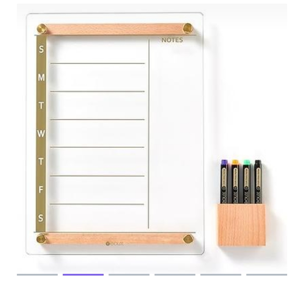 New in box glass weekly dry erase board.